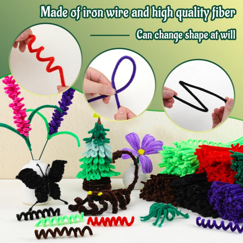 Mnuizu 200pcs Pipe Cleaners,Pipe Cleaners Chenille Stems for Craft, Fuzzy Sticks Christmas Craft Supplies for DIY Art & Creative Crafts Decorations(Dark Green) - Image 4